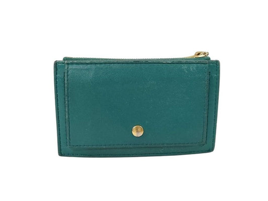 Bottega Veneta Coin Purse Intrecciato Fragment Case Green Leather Card Case Gold