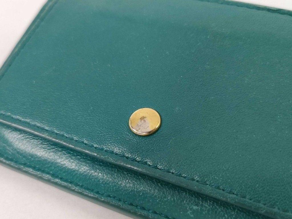 Bottega Veneta Coin Purse Intrecciato Fragment Case Green Leather Card Case Gold — view 6