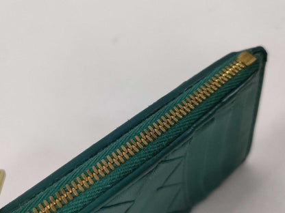 Bottega Veneta Coin Purse Intrecciato Fragment Case Green Leather Card Case Gold — view 7