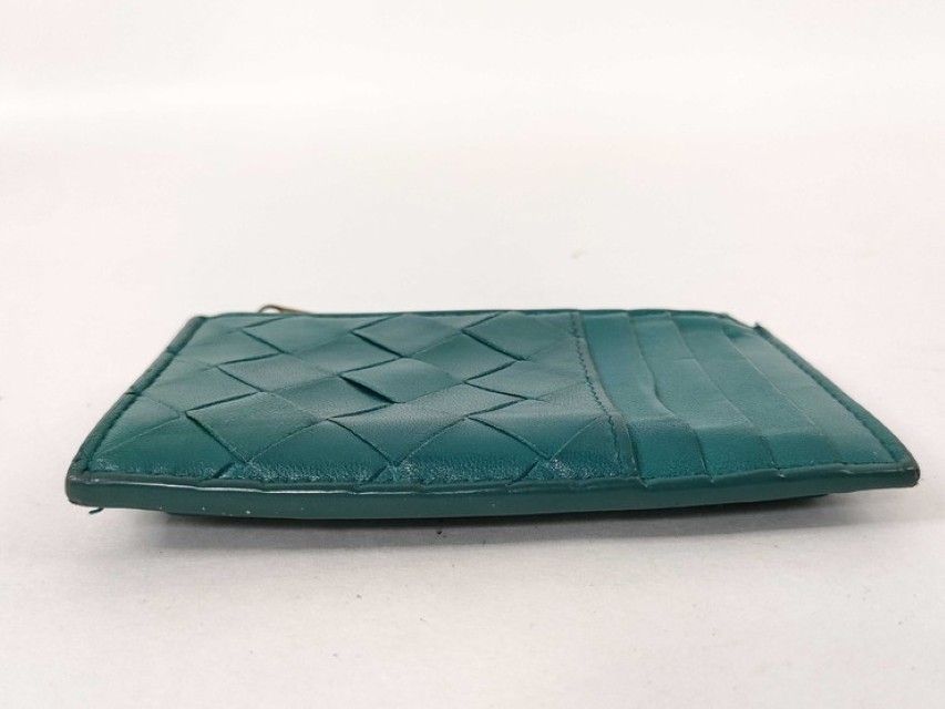 Bottega Veneta Coin Purse Intrecciato Fragment Case Green Leather Card Case Gold — view 4