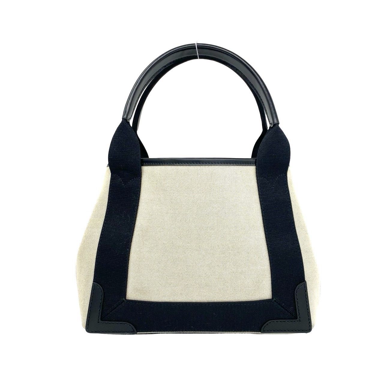 Balenciaga Navy Cabas Canvas Leather Handbag Mini Tote Black Ivory — view 3