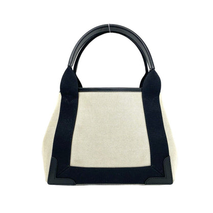 Balenciaga Navy Cabas Canvas Leather Handbag Mini Tote Black Ivory — view 3