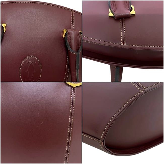 Cartier Tote Must Leather Bordeaux Shoulder Bag Logo Vintage — view 5