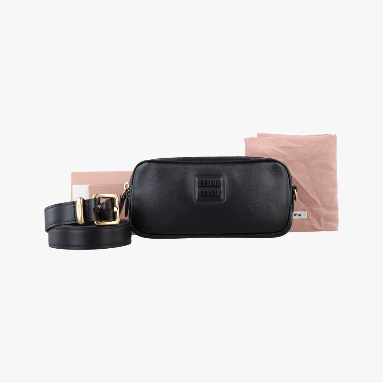 Miu Miu Logo Black Leather Handbag