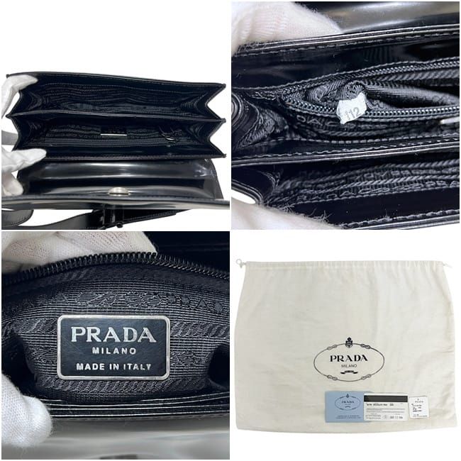 Prada Shoulder Bag Leather Spazzolato Nero Black Vintage — view 3