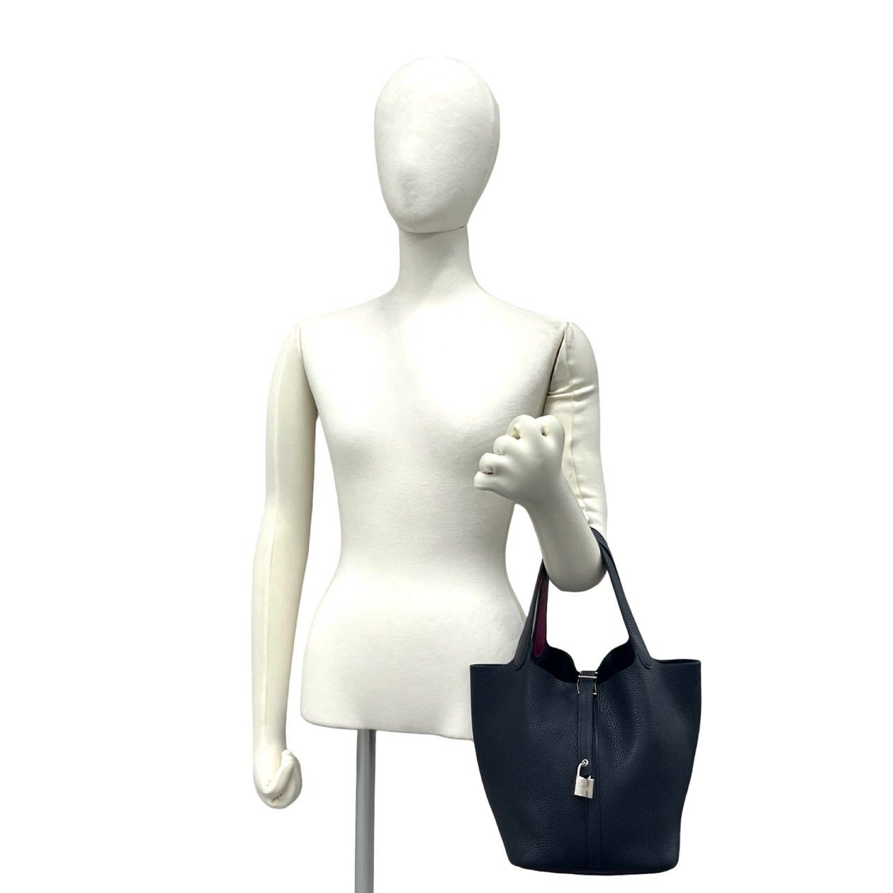 Hermes Picotin Lock MM Taurillon Clemence Leather Handbag Mini Tote Blue — view 2
