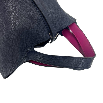 Hermes Picotin Lock MM Taurillon Clemence Leather Handbag Mini Tote Blue — view 4