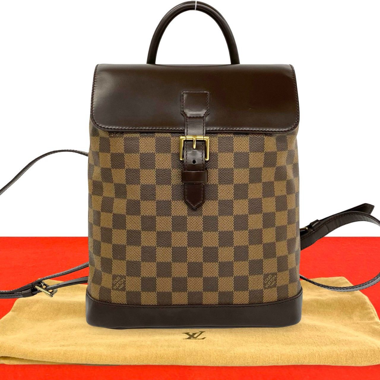Louis Vuitton Soho Damier Leather Backpack Brown