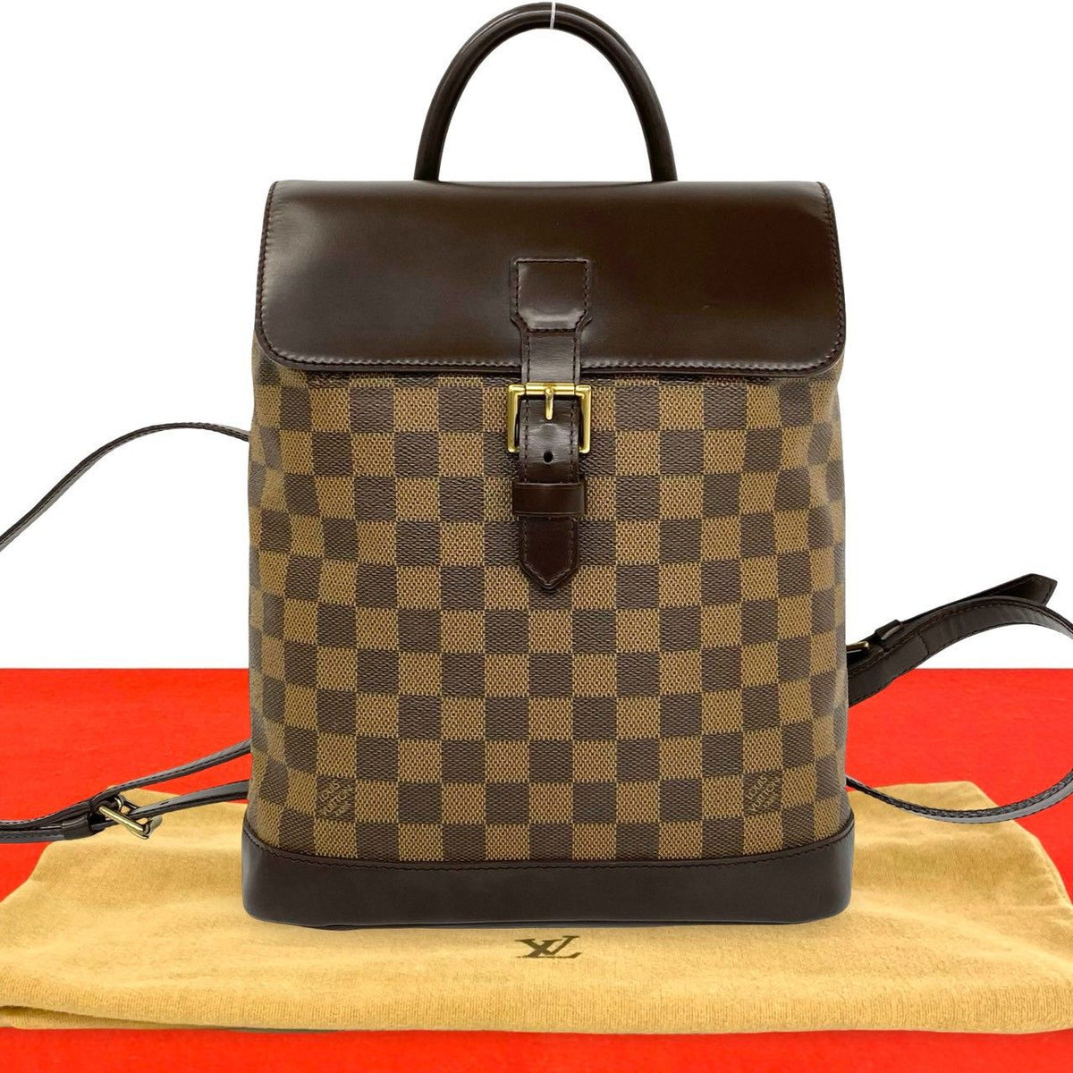 Louis Vuitton Soho Damier Leather Backpack Brown