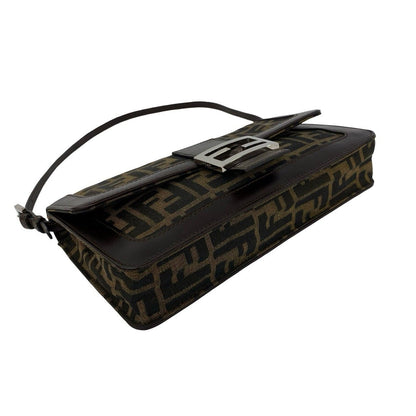 Fendi Vintage Zucca Pattern FF Logo Leather Shoulder Bag Brown — view 7