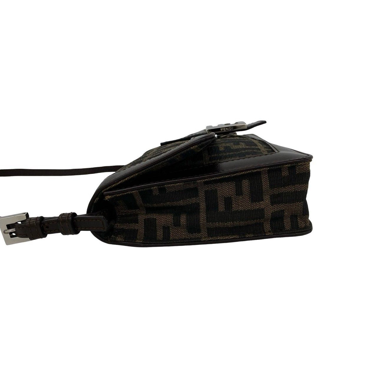Fendi Vintage Zucca Pattern FF Logo Leather Shoulder Bag Brown — view 5