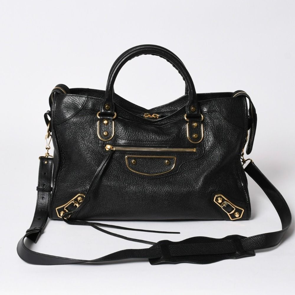 Balenciaga Metallic Edge City Leather 2-Way Shoulder Bag Gold