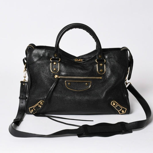 Balenciaga Metallic Edge City Leather 2-Way Shoulder Bag Gold