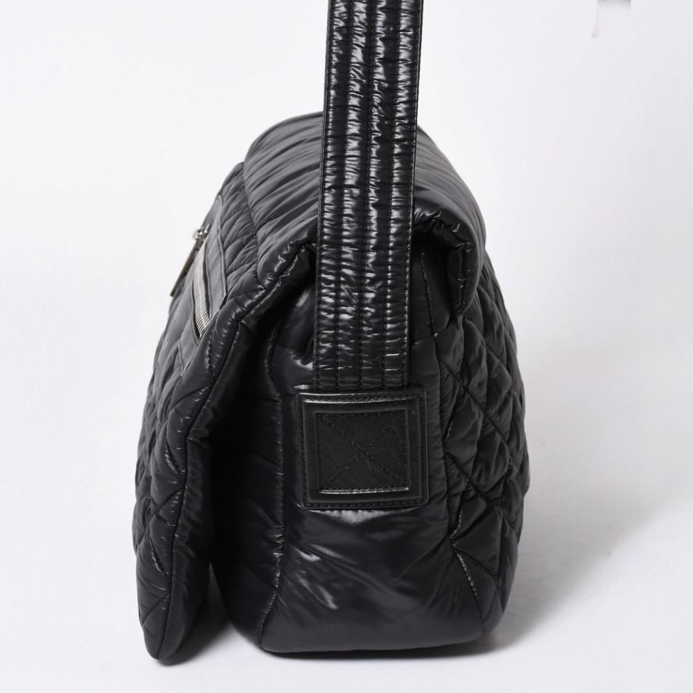Chanel Coco Cocoon Shoulder Bag CC Logo Nylon Black Silver Quilted — view 4