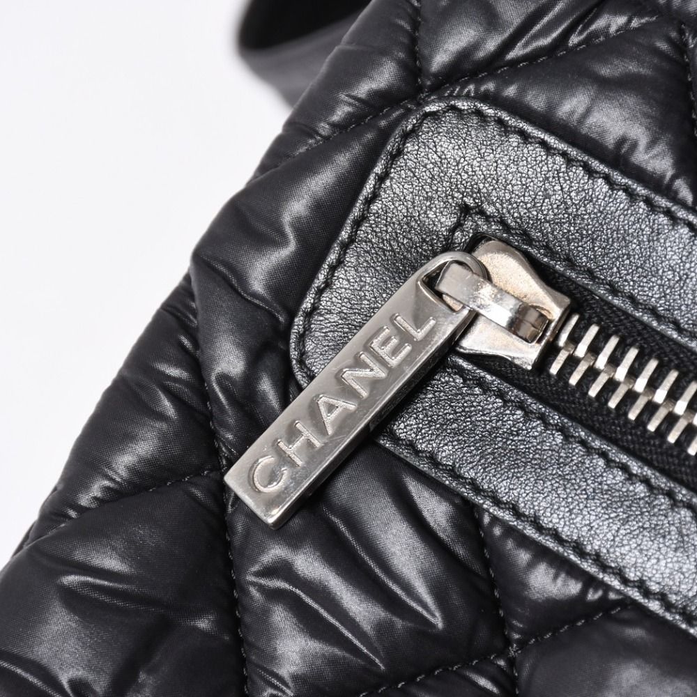 Chanel Coco Cocoon Shoulder Bag CC Logo Nylon Black Silver Quilted — view 6