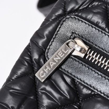 Chanel Coco Cocoon Shoulder Bag CC Logo Nylon Black Silver Quilted — view 6