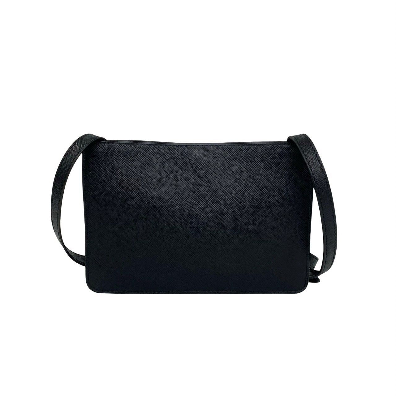 Prada Logo Saffiano Leather Mini Shoulder Bag Pochette Crossbody Black — view 3