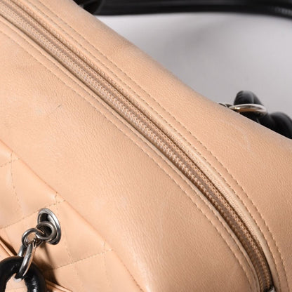 Chanel Cambon Line Bowling Bag Lambskin Beige Black CC Logo Silver — view 7