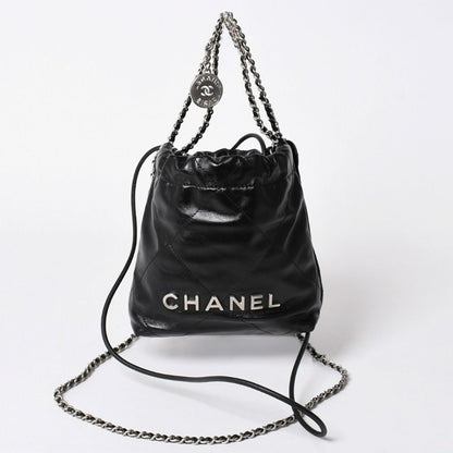 Chanel 22 Mini Bag 2-Way Stand Black Silver