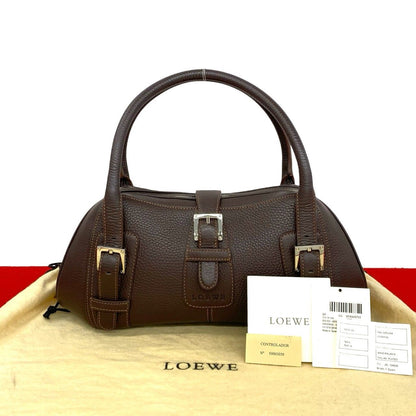 Loewe Included Senda Log Leather Mini Boston Bag Brown