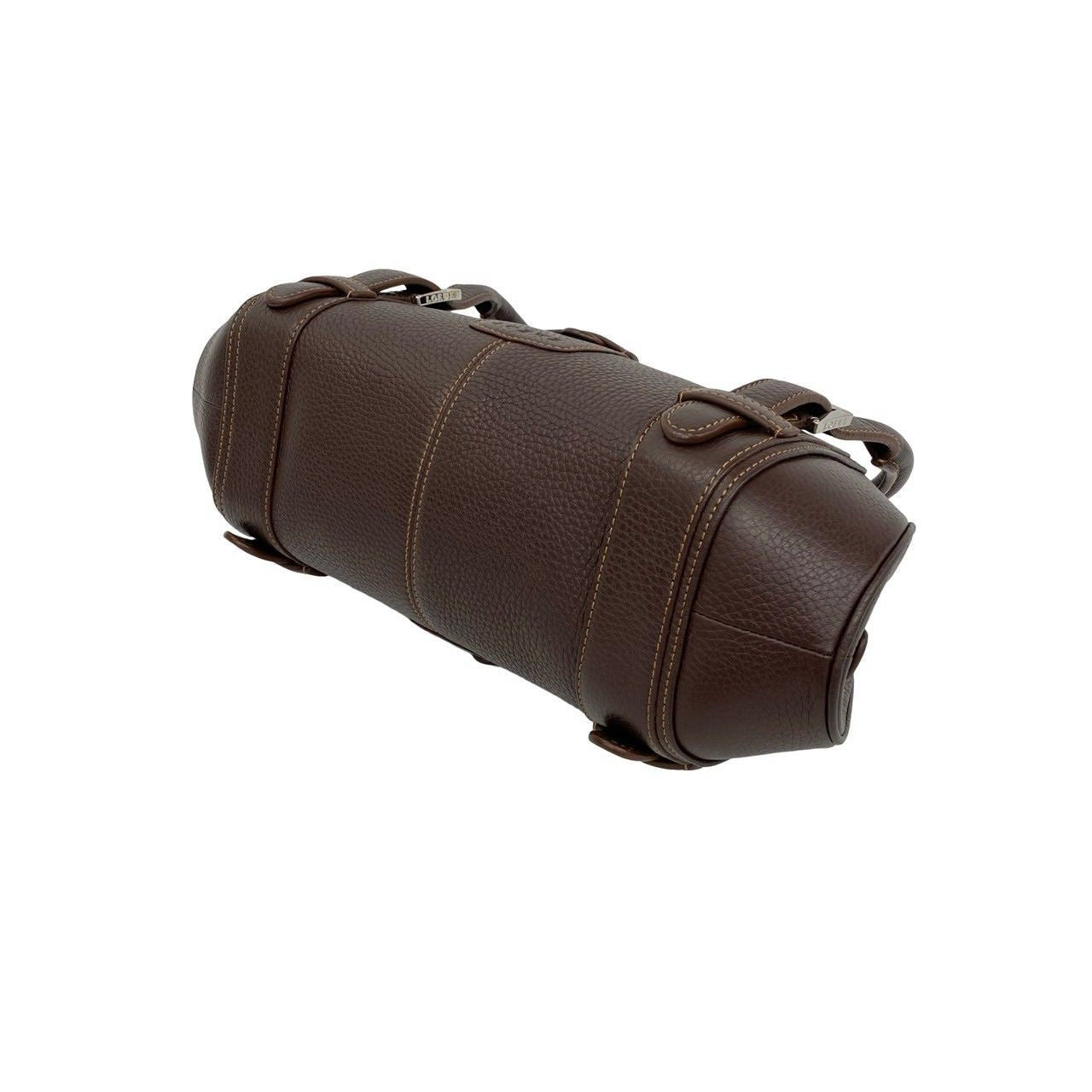 Loewe Included Senda Log Leather Mini Boston Bag Brown — view 8