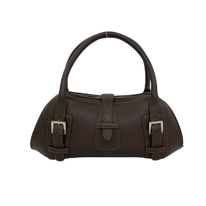Loewe Included Senda Log Leather Mini Boston Bag Brown — view 3