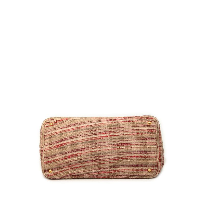 Prada Canapa Tote 2-Way Shoulder Bag Beige Red Multicolor Tweed Suede — view 3