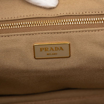 Prada Canapa Tote 2-Way Shoulder Bag Beige Red Multicolor Tweed Suede — view 5