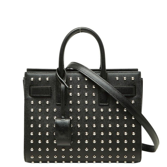 Saint Laurent Sac de Jour Nano Studs 2-Way Shoulder Bag Black Leather