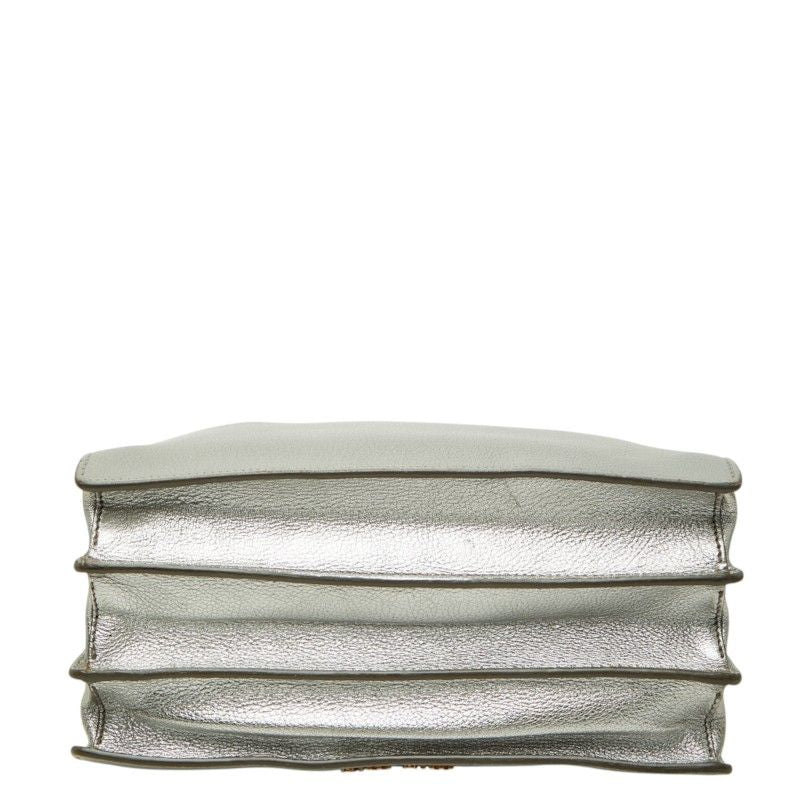 Miu Miu Madras Shoulder Bag Gray Ivory Leather — view 3