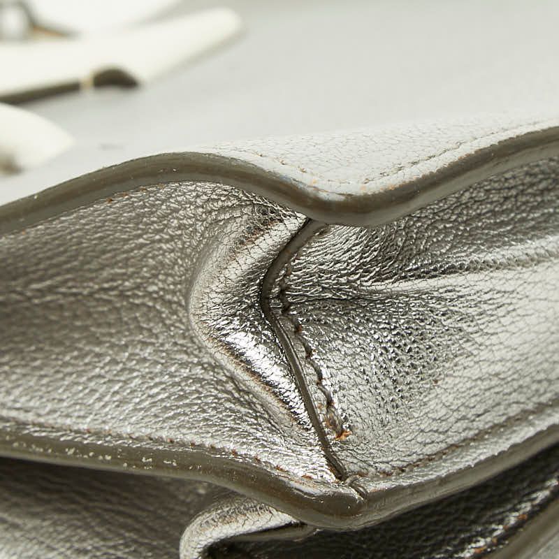 Miu Miu Madras Shoulder Bag Gray Ivory Leather — view 7