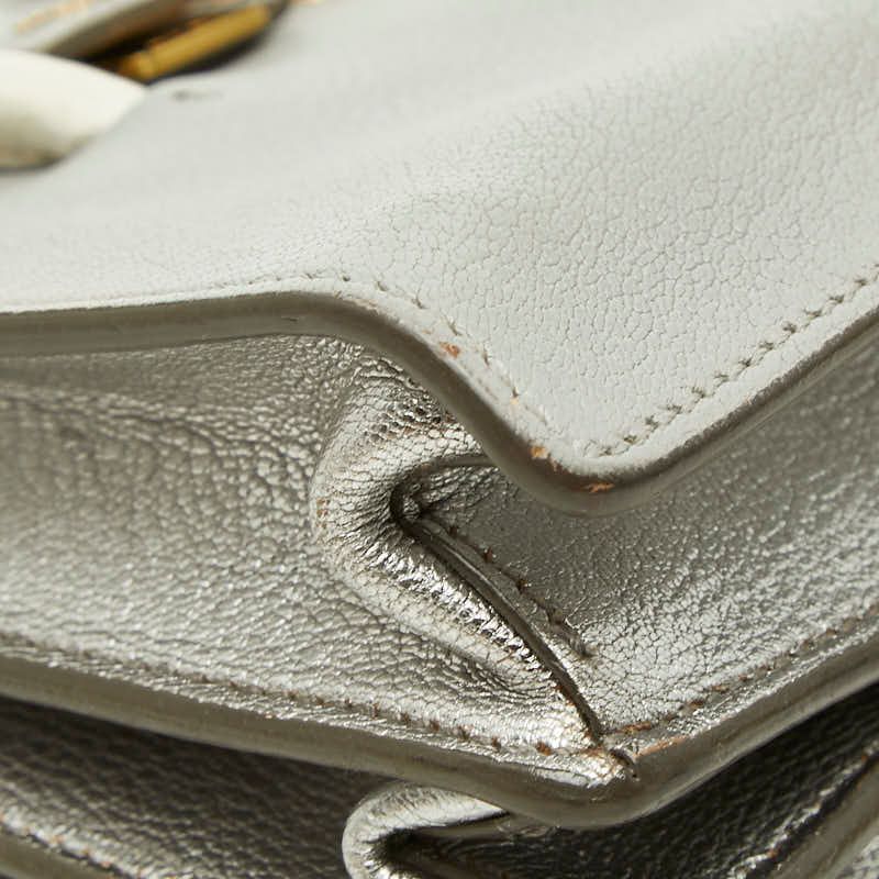 Miu Miu Madras Shoulder Bag Gray Ivory Leather — view 5