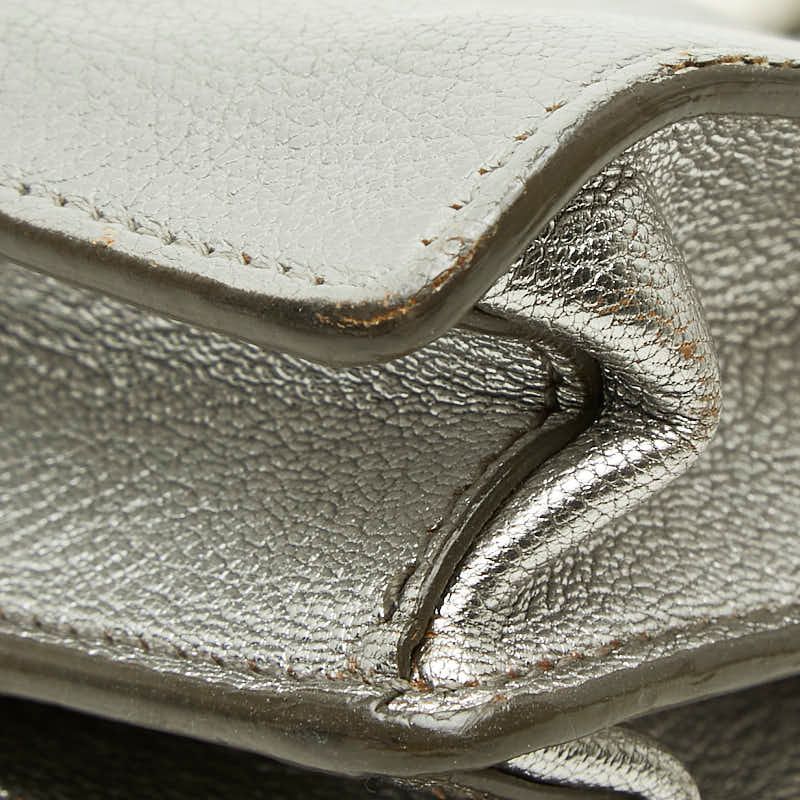 Miu Miu Madras Shoulder Bag Gray Ivory Leather — view 4