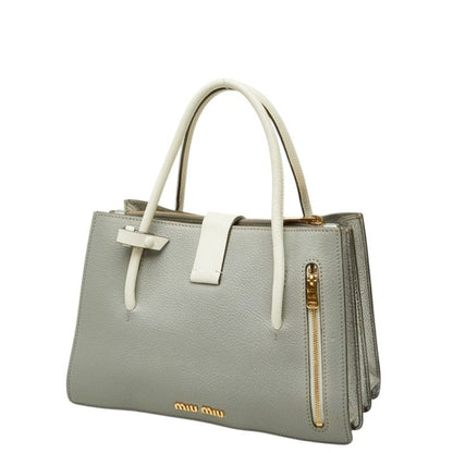 Miu Miu Madras Shoulder Bag Gray Ivory Leather — view 2