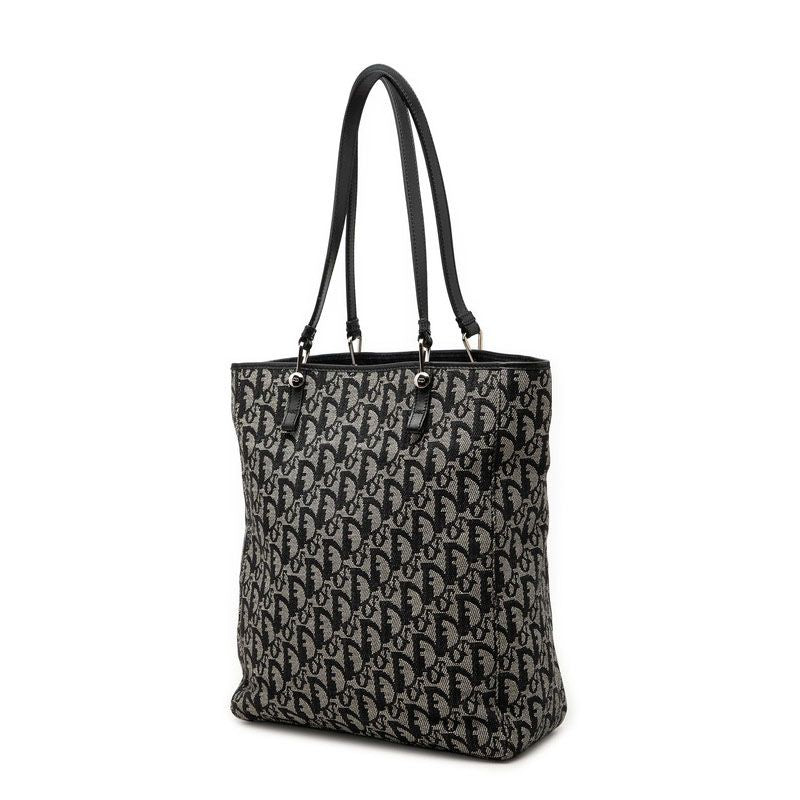 Dior Trotter Tote Bag Shoulder Navy Canvas Leather — view 2