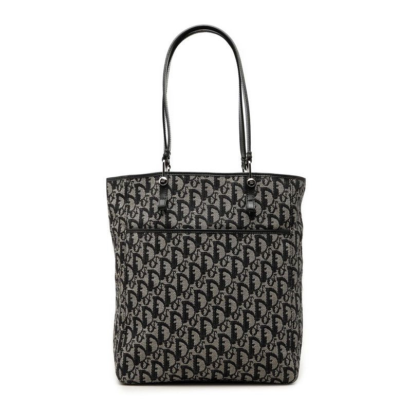 Dior Trotter Tote Bag Shoulder Navy Canvas Leather