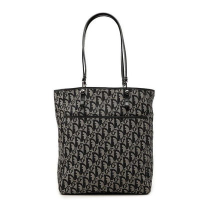 Dior Trotter Tote Bag Shoulder Navy Canvas Leather