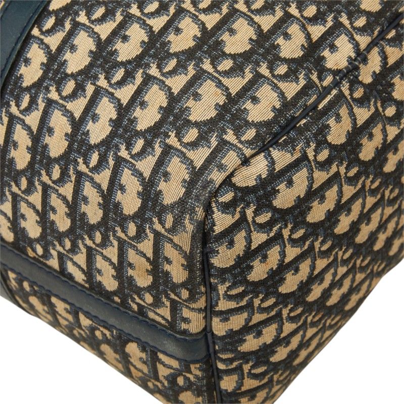 Dior Trotter Boston Bag Beige Navy Canvas Leather — view 4