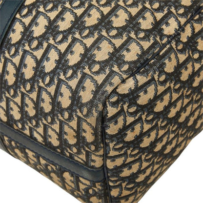 Dior Trotter Boston Bag Beige Navy Canvas Leather — view 4