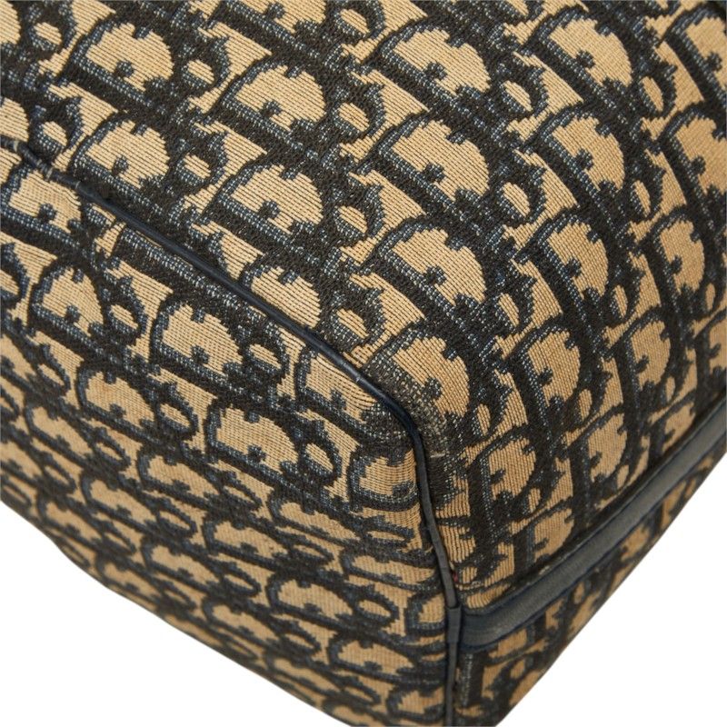 Dior Trotter Boston Bag Beige Navy Canvas Leather — view 5