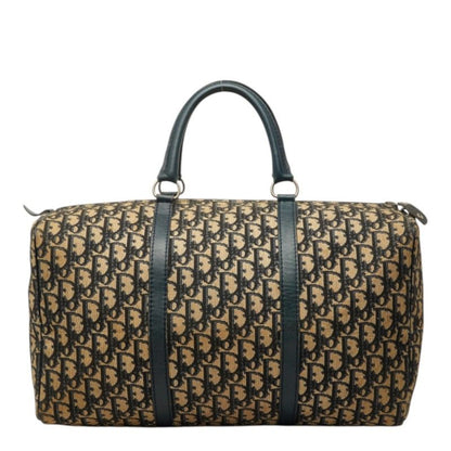 Dior Trotter Boston Bag Beige Navy Canvas Leather