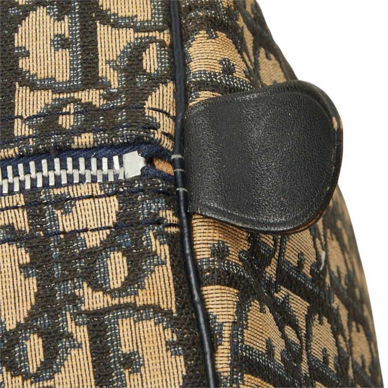 Dior Trotter Boston Bag Beige Navy Canvas Leather — view 8