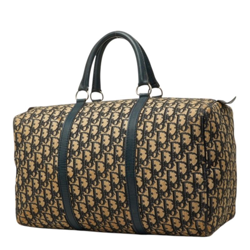 Dior Trotter Boston Bag Beige Navy Canvas Leather — view 2