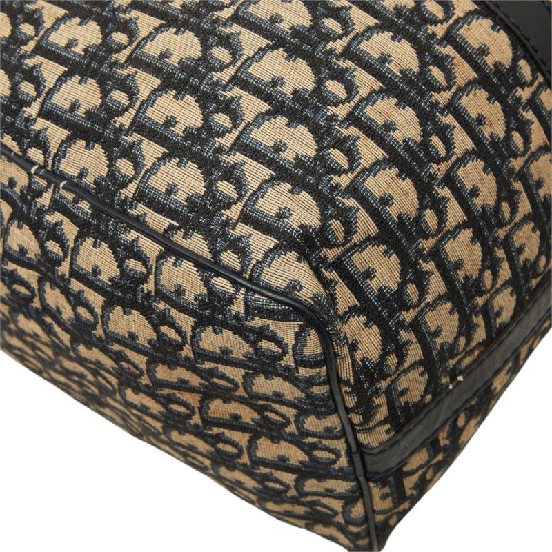 Dior Trotter Boston Bag Beige Navy Canvas Leather — view 5
