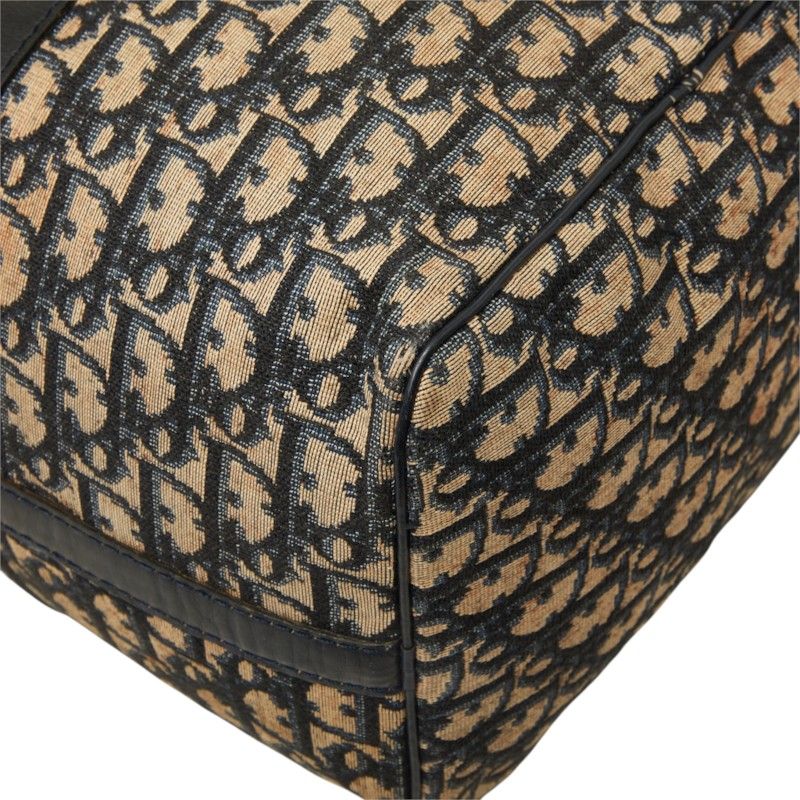 Dior Trotter Boston Bag Beige Navy Canvas Leather — view 4