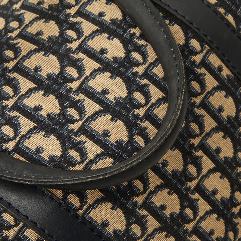 Dior Trotter Boston Bag Beige Navy Canvas Leather — view 8