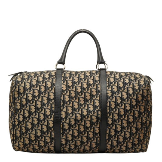 Dior Trotter Boston Bag Beige Navy Canvas Leather