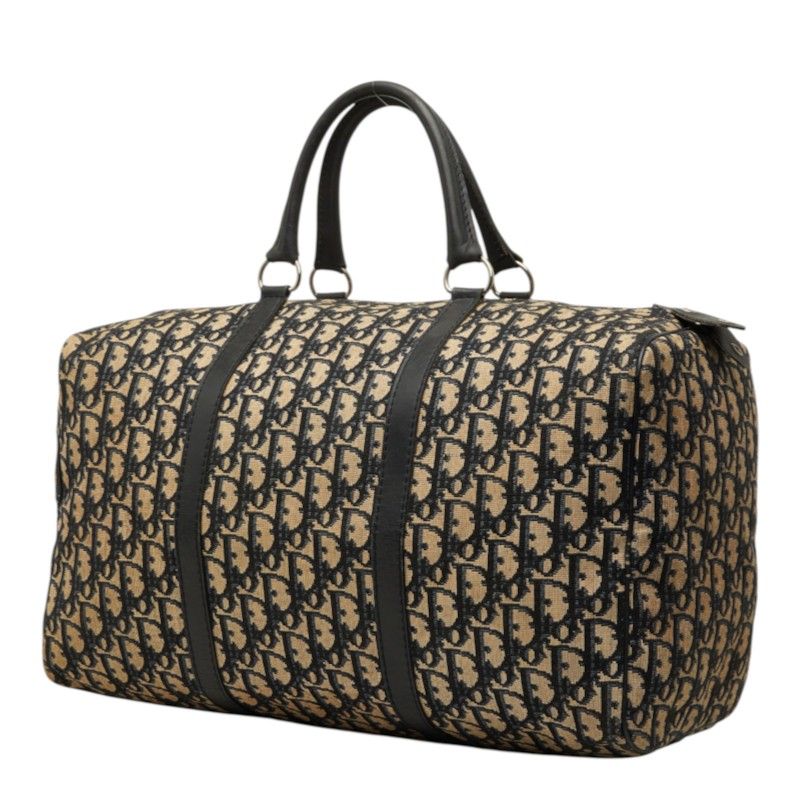 Dior Trotter Boston Bag Beige Navy Canvas Leather — view 2