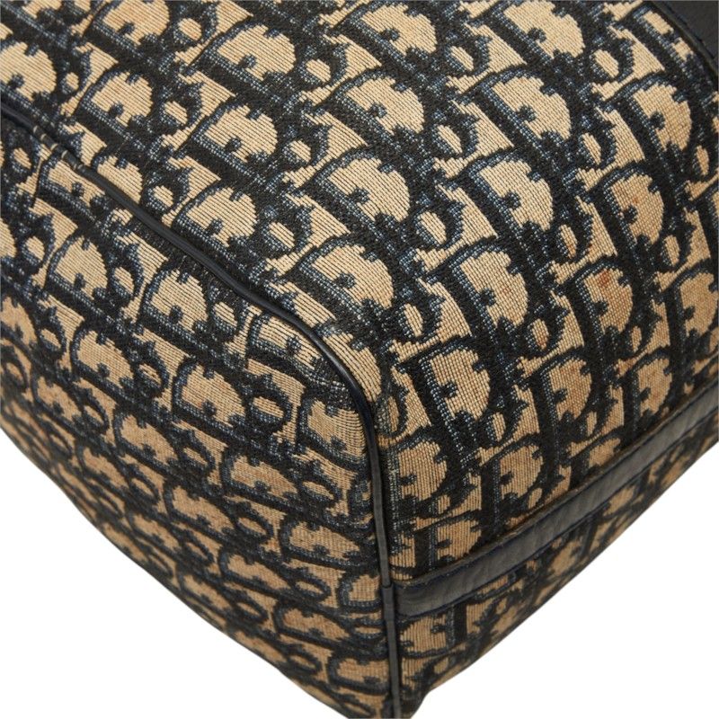 Dior Trotter Boston Bag Beige Navy Canvas Leather — view 7