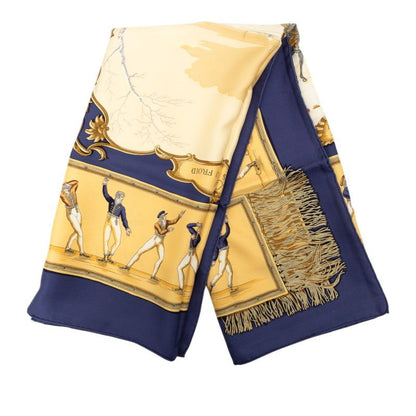 Hermes Carre 90 Plaisirs du Froid Joy on Ice Scarf Navy Beige Multicolor Silk — view 7